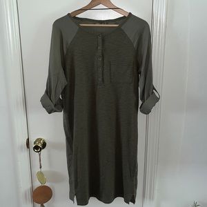 PraNa Hensley Henley Dress NWOT Med Rye Green
